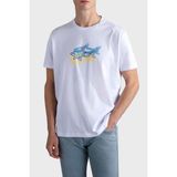 Paul & Shark % 100 Pamuk Regular Fit Bisiklet Yaka Baskılı T Shirt Erkek T Shirt 24411041 010 - Beyaz - XS