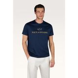 Paul & Shark 26411017-13E Lacivert Gold Regular Fit Yuvarlak Yakalı Logo İşlemeli Pamuklu Kısa Kollu Erkek Tişört