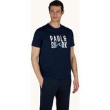 Paul & Shark 26411070-013 Lacivert Normal Kalıp Yuvarlak Yakalı Logo Baskılı Kısa Kollu Erkek Tişört