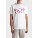 Paul & Shark Baskılı Pamuklu Regular Fit Bisiklet Yaka T Shirt Erkek T Shirt 24411115 490 - Beyaz