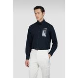 Paul & Shark Erkek %100 Pamuklu Regular Fit Göğüste Logo Desenli Uzun Kollu Siyah Gömlek 25413532-011 - 40