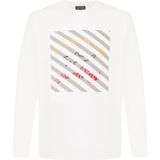 Paul & Shark Erkek Büyük Logolu Uzun Kol Rahat Kesim Beyaz Büyük Beden T-Shirt P20P1502A-010 - 3XL