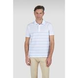 Paul & Shark Erkek Çizgi Desenli Kısa Kollu Regular Fit Pamuklu Beyaz-Mavi Polo Yaka T-Shirt 25411223-218