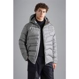 Paul & Shark Erkek Kapşonlu Yaka Marka Detaylı Fermuarlı Şişme Gri Mont 14312690-053 - 2XL