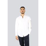 Paul & Shark Erkek Normal Kalıp Kolunda Logo Baskı Desenli Uzun Kollu Beyaz Gömlek 25413521-010 - 42