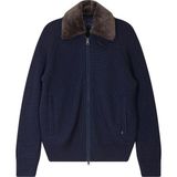 Paul & Shark Erkek Normal Kalıp Yün Içerikli Fermuarlı Suni Kürklü Yaka Detaylı Lacivert Ceket 15311243-050 - XL