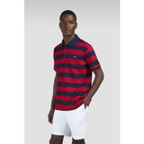 Paul & Shark Erkek Normal Kesim Çizgili Logo Işlemeli Pamuklu Kısa Kollu Lacivert-Kırmızı Polo Yaka T-Shirt 99311002AA-142 - 3XL