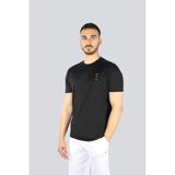 Paul & Shark Erkek Normal Kesim Pamuklu Yuvarlak Yaka Desenli Kısa Kollu Siyah T-Shirt 25411079-011