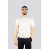 Paul & Shark Erkek Normal Kesim Sıfır Yaka Yatay Çizgili Pamuklu Kısa Kollu Bej T-Shirt 25411534-216 - XL