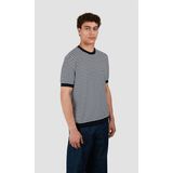 Paul & Shark Erkek Normal Kesim Sıfır Yaka Yatay Çizgili Pamuklu Kısa Kollu Beyaz-Mavi T-Shirt 25411534-213 - XL