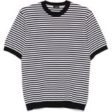 Paul & Shark Erkek Normal Kesim Sıfır Yaka Yatay Çizgili Pamuklu Kısa Kollu Siyah-Beyaz T-Shirt 25411534-217 - 2XL
