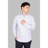 Paul & Shark Erkek Regular Fit Çizgili Uzun Kol Beyaz-Mavi Gömlek 24413062CF-V88 - 40