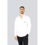 Paul & Shark Erkek Regular Fit Göğsü Shark Logolu Pamuklu Uzun Kollu Beyaz Gömlek 25413503-010 - 42
