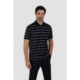 Paul & Shark Erkek Regular Fit Kısa Kollu Çizgili %100 Pamuklu Siyah Polo Yaka T-Shirt 25411303-369 - 2XL