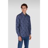 Paul & Shark Erkek Regular Fit Pamuklu Çiçek Desenli Uzun Kollu Lacivert Gömlek 15313057CF-F17 - 41