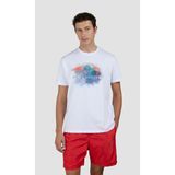 Paul & Shark Erkek Regular Fit Pamuklu Desenli Kısa Kollu Beyaz T-Shirt 25411095-010 - 2XL