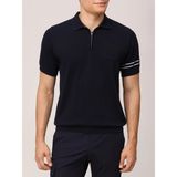 Paul & Shark Erkek Regular Fit Yarım Fermuarlı Kolları Çizgi Desenli Kısa Kollu Lacivert-Beyaz Polo Yaka T-Shirt 25411645A-318 - 3XL