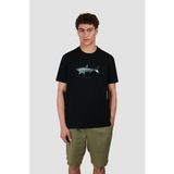 Paul & Shark Erkek Regular Fit Yuvarlak Yaka Baskılı Kısa Kollu Siyah T-Shirt 25411071-011 - M