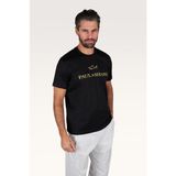 Paul & Shark Erkek Regular Fit Yuvarlak Yakalı Logo Işlemeli Pamuklu Kısa Kollu Siyah-Altın T-Shirt 26411017-11G