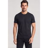Paul & Shark Erkek Regular Fit Yuvarlak Yakalı Logo Işlemeli Pamuklu Kısa Kollu Siyah T-Shirt 26411031-011