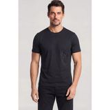 Paul & Shark Erkek Regular Fit Yuvarlak Yakalı Logo Işlemeli Pamuklu Kısa Kollu Siyah T-Shirt 26411031A-011 - 3XL