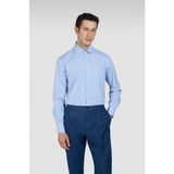 Paul & Shark Erkek Slim Fit Çizgi Desenli Pamuklu Uzun Kollu Mavi Gömlek 25413060CF-V05 - 44