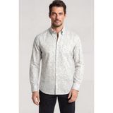 Paul & Shark Erkek Slim Fit Desenli Cep Detaylı Uzun Kollu Keten Bej Gömlek 26413098-G61