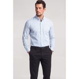Paul & Shark Erkek Slim Fit Desenli Pamuklu Uzun Kollu Mavi Gömlek 26413272-G60 - 42