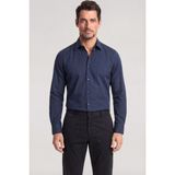 Paul & Shark Erkek Slim Fit Logo Işleme Detaylı Pamuklu Uzun Kollu Lacivert Gömlek 26413800-013 - 42