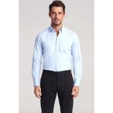 Paul & Shark Erkek Slim Fit Pamuklu Cep Detaylı Uzun Kollu Mavi Gömlek 26413184-363