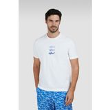 PAUL&SHARK Erkek Kısa Kollu Bisiklet Yaka Üç Balık Desenli Beyaz T-Shirt 25411005-108