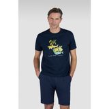 PAUL&SHARK Erkek Regular Fit Pamuklu Desenli Yuvarlak Yaka Kısa Kollu Lacivert T-Shirt 25411067-013