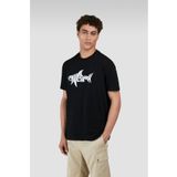 PAUL&SHARK Erkek Regular Fit Pamuklu Shark Baskılı Yuvarlak Yaka Kısa Kollu Siyah T-Shirt -011 25411041