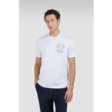 PAUL&SHARK Erkek Regular Fit Yuvarlak Yaka Pamuklu Desenli Kısa Kollu Beyaz T-Shirt 25411075-010