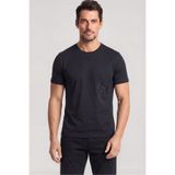 PAUL&SHARK Erkek Regular Fit Yuvarlak Yakalı Logo İşlemeli Pamuklu Kısa Kollu Siyah T-Shirt