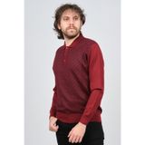 Pave 4537134 Bordo Polo Yaka Desenli Yün Erkek Kazak