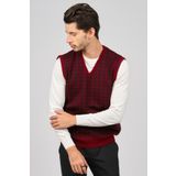 Pave 4539011 Desenli Yünlü Bordo Erkek Süveter