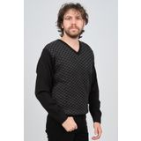 Pave 4539082 Siyah V Yaka Desenli Yün Erkek Kazak