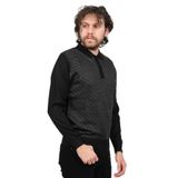 Pave Erkek Polo Yaka Desenli Yün Kazak, Siyah, M