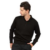 Pave Polo Yaka Yün Kazak, M, 8045320208104, Siyah, Erkek
