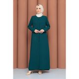 PAVENTİ Önleri Ve Kolları Taşlı Anne Elbise Zümrüt Yeşil