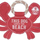 Pavilion Gift Company 28 cm Büyük Kanvas Savaş Yengeç Şekilli İp Oyuncak-Sağlam ve Dayanıklı Bu Köpek Sahili Seviyor, Kırmızı