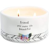 Pavilion Gift Company Friend You Make Life Beautiful Seramik Çift Kelebek Mum%100 Soya Mumu ve Pamuk Fitiller-Huzur Kokusu, Beyaz