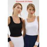 Pavotti Kadın 2'Li Ekonomik Paket Kare Yaka Kalın Askılı Body