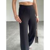 Paw Garage Cepli Yandan Gizli Fermuarlı Likralı Bol Paça Pantolon, 4 Mevsim, Kadın Pantolon - Siyah - XL