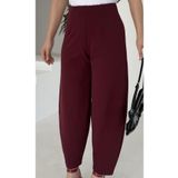 Paw Garage Kadın Bernis Bordo Balon Pantolon, Beli Lastikli Şalvar Model Krep Balon Pantolon Basen Gizleyen