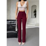 Paw Garage Kadın Beyond Yüksek Bel Toparlayıcı Çimalı Ispanyol Paça Palazzo Pantolon - 3XL - Bordo