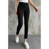 Paw Garage Kadın Diane Yüksek Bel Toparlayıcı Likralı Dar Paça Çimalı Kumaş Pantolon - 3XL - Siyah