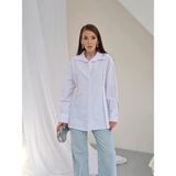 Paw Garage Kadın Mirelle Dokuma Poplin Kumaş Bel Oturtmalı Zincir Detaylı Gömlek - XL - Beyaz