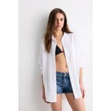 Paw Garage Kadın Perry Keten Gömlek Oversize - Standart - Beyaz